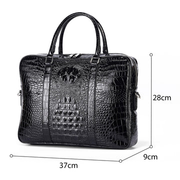 Crocodile Pattern PU Leather Laptop Bag -Business Briefcase with Shoulder Strap - Large Capacity Work Messenger Bag - Office & Travel Bag