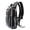 Men's Crocodile Pattern Leather Backpack - Multi-Pocket Laptop Backpack, Office Travel & Business Bag