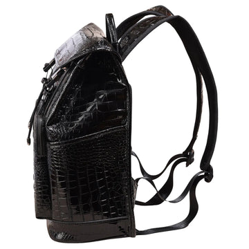 Unisex Crocodile Pattern PU Leather Backpack - Large Capacity Fashion Rucksack with Front Pocket - Travel, Work, School Bag