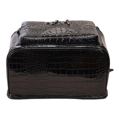 Unisex Crocodile Pattern PU Leather Backpack - Large Capacity Fashion Rucksack with Front Pocket - Travel, Work, School Bag