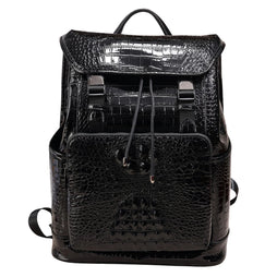 Unisex Crocodile Pattern PU Leather Backpack - Large Capacity Fashion Rucksack with Front Pocket - Travel, Work, School Bag