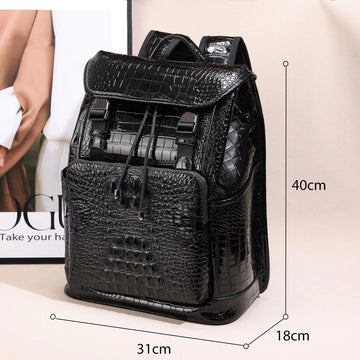Unisex Crocodile Pattern PU Leather Backpack - Large Capacity Fashion Rucksack with Front Pocket - Travel, Work, School Bag
