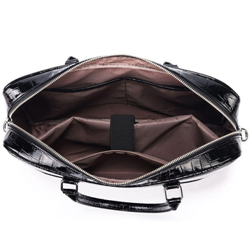 Crocodile Pattern PU Leather Laptop Bag -Business Briefcase with Shoulder Strap - Large Capacity Work Messenger Bag - Office & Travel Bag