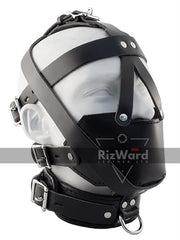 Black 100% Genuine Leather Total Lockdown Head Harness With Leather Straps | Leather Gimp Hood Mask | Fetish Restraints
