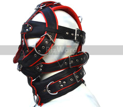 Leather Fetish Slave Extreme Head Harness With D Rings - Leather Face Hood - Fetish Muzzle Face Restraints - Leather Head Harness