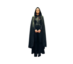 Handmade Pure Black Leather Gothic Look Cloak - Leather Hooded Medieval Cloak - Black Unisex Cloak With Hood Leather Gift - Festival Outfit