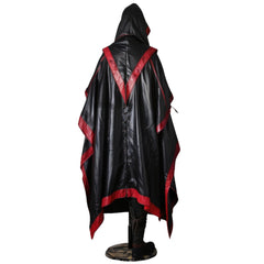 Black & Red Leather Assassin Creed Cloak | Medieval Ranger Cloak | Cosplay Cloak Suit