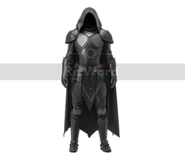 Pure Black Leather Medieval Cloak Armour - Leather Knight Armor - Hooded Cloak Costume For Cosplay - Medieval Armor LARP Festival Outfit
