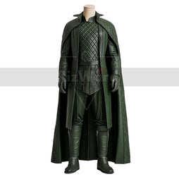 Exclusive Leather Loki Inspired Cosplay Costume - God of Mischief Quilted Cloak With Tunic - Festival Leather Outfit - Leather Cloak