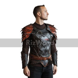 Handmade Dragon Scale Leather Armor - Leather Medieval Cosplay Chest Armor - Dungeons Dragons Viking Armor Cosplay Costume - Devil Armour