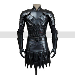 Handcrafted Black Leather Warrior Armor - Leather Medieval Knight Armor - Leather Viking LARP Armor Cosplay Costume - Chest Armor Kilt