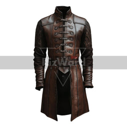 Long Sleeves Viking Leather Jerkin - Ren Faire Leather Jacket with Belt - Renaissance Vest for Fantasy Cosplay Costume - Medieval Jerkin