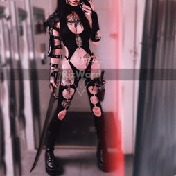 Pitch Black Medieval Winter Leather for Women Sexy Look