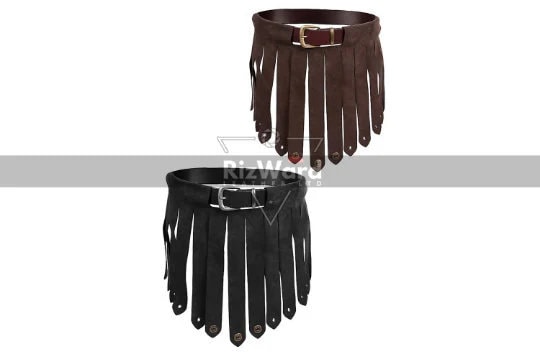 Leather Black/Brown Handmade Armour Skirt in Kilt Shaped Design