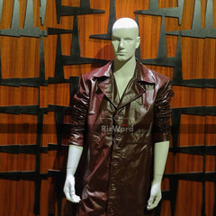 Cowhide Brown Leather Oversize Assassin Creed Look Trench Coat